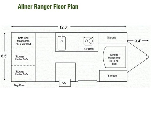 Rent pop up camper Denver A Liner Floor Plan